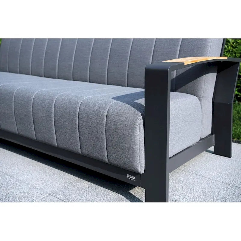 Collection de salon de patio en aluminium pour extérieur et intérieur avec table basse, gris (Vous pouvez choisir un ensemble ou une pièce seule)