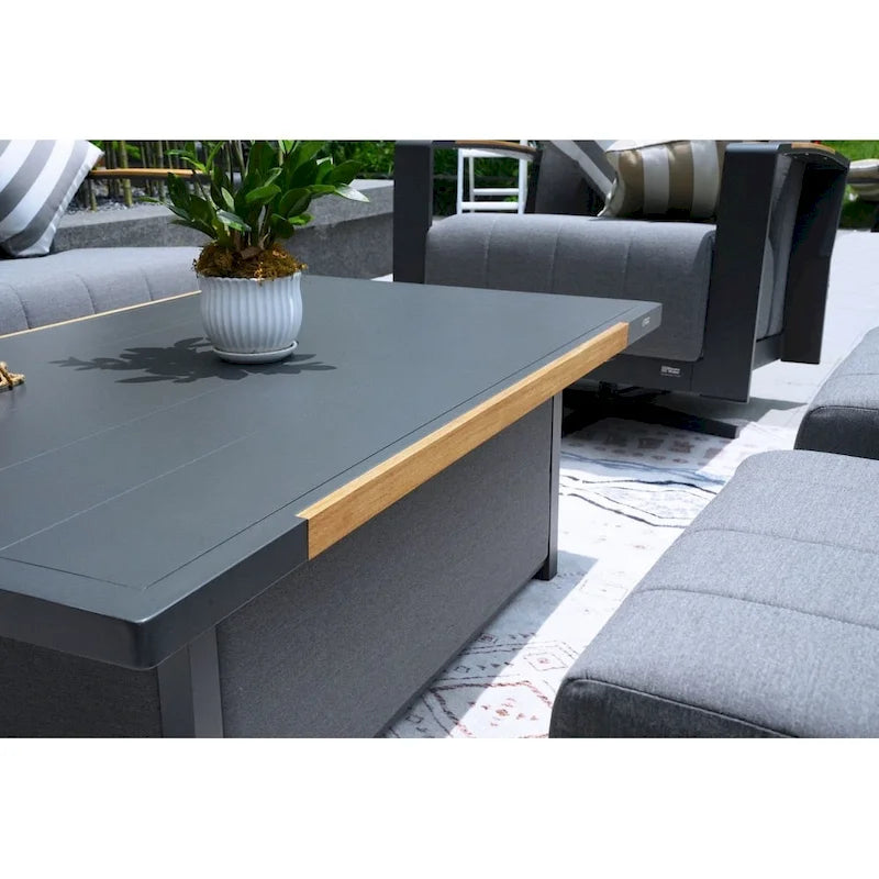 Collection de salon de patio en aluminium pour extérieur et intérieur avec table basse, gris (Vous pouvez choisir un ensemble ou une pièce seule)