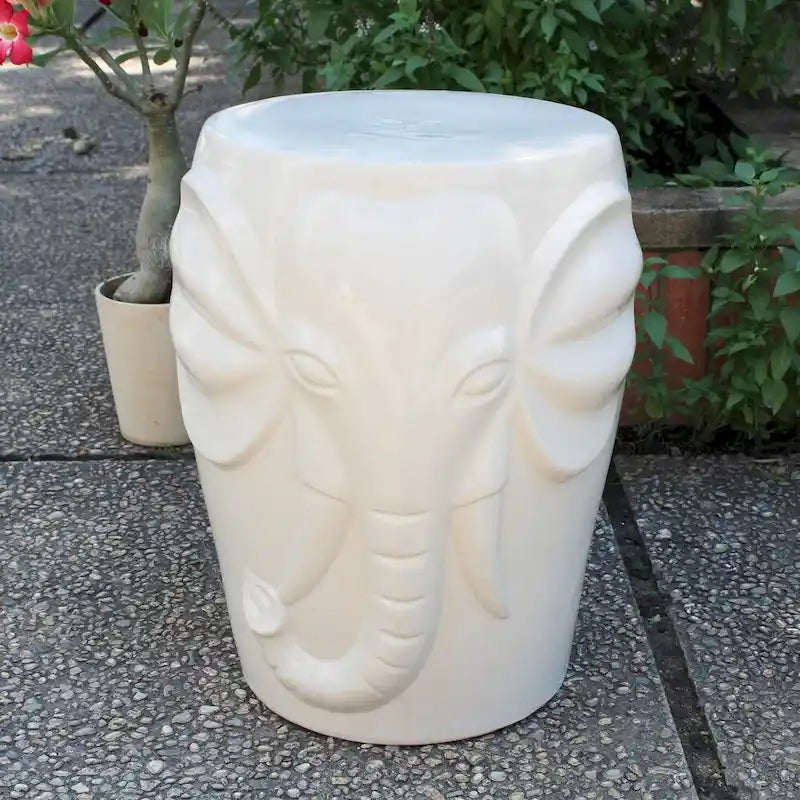 Tabouret de jardin en céramique tambour éléphant sauvage