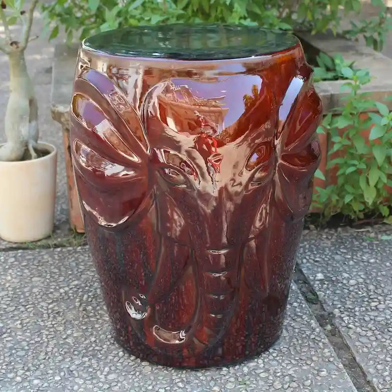 Tabouret de jardin en céramique tambour éléphant sauvage