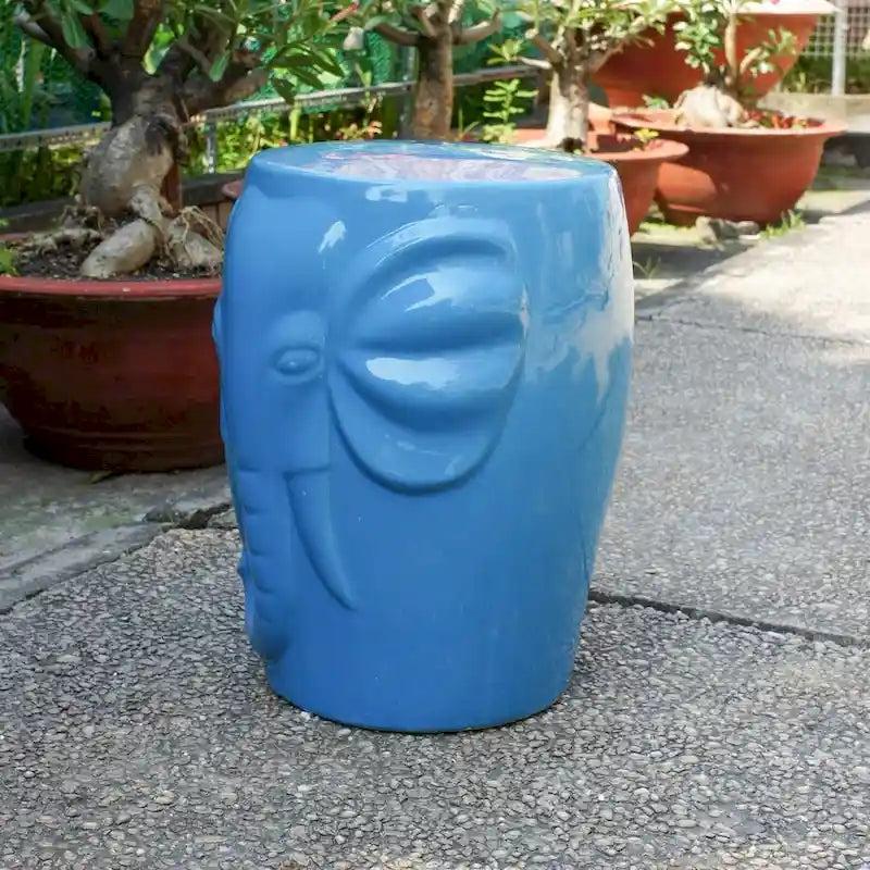 Tabouret de jardin en céramique tambour éléphant sauvage