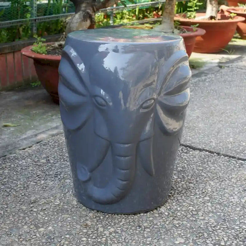 Tabouret de jardin en céramique tambour éléphant sauvage