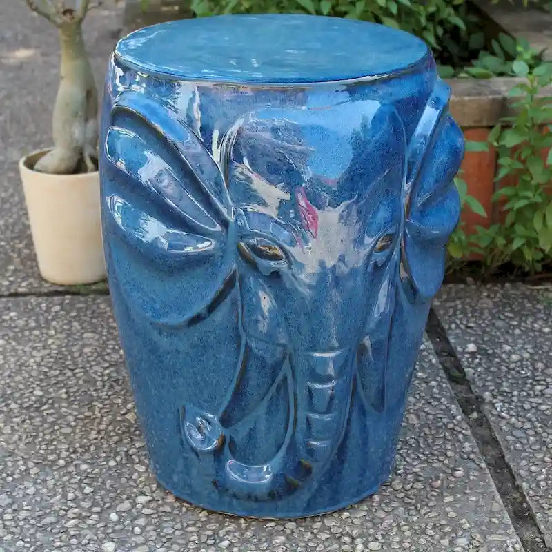 Tabouret de jardin en céramique tambour éléphant sauvage