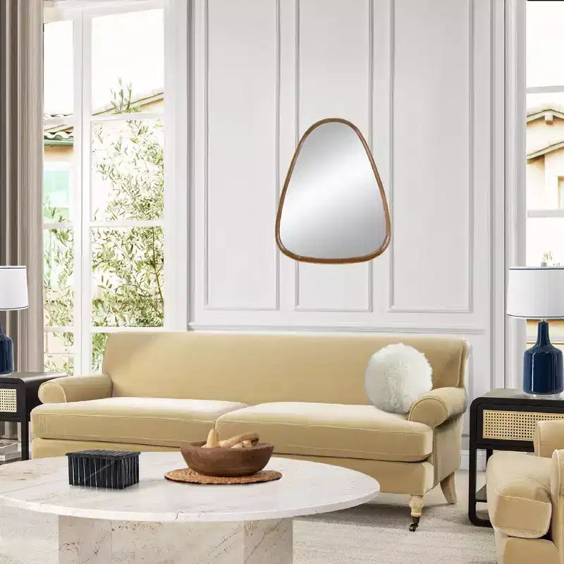 Miroir mural moderne ovale oblong de 37,5 po, cadre en bois de pin