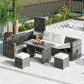 TOPMAX 6-Piece Wicker Sectional Furniture Set with Adjustable Seat, Storage Box