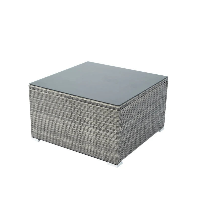 Ensemble de canapé d'extérieur modulable en rotin PE 6 pièces avec coussins en osier gris, coussin gris foncé