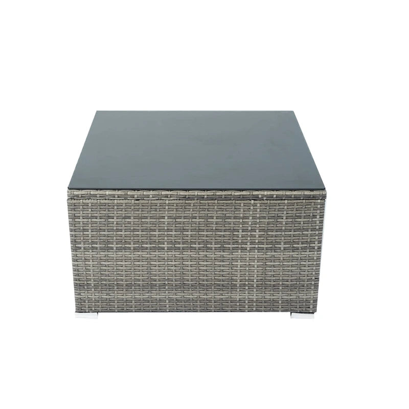 Ensemble de canapé d'extérieur modulable en rotin PE 6 pièces avec coussins en osier gris, coussin gris foncé