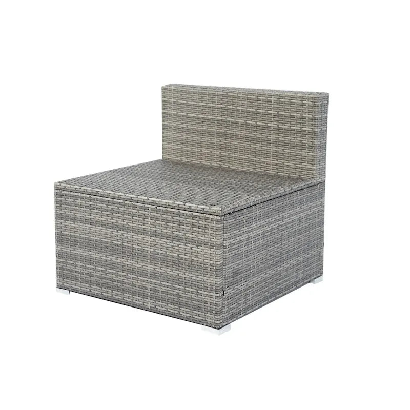 Ensemble de canapé d'extérieur modulable en rotin PE 6 pièces avec coussins en osier gris, coussin gris foncé
