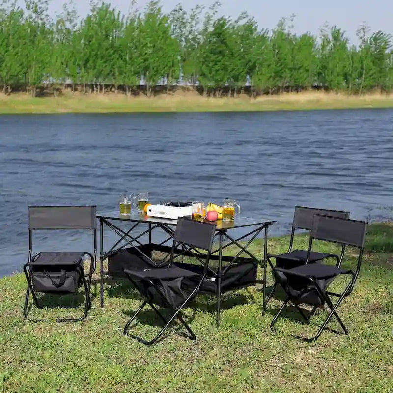 Ensemble de 5 pièces, Table et chaises pliantes d'extérieur