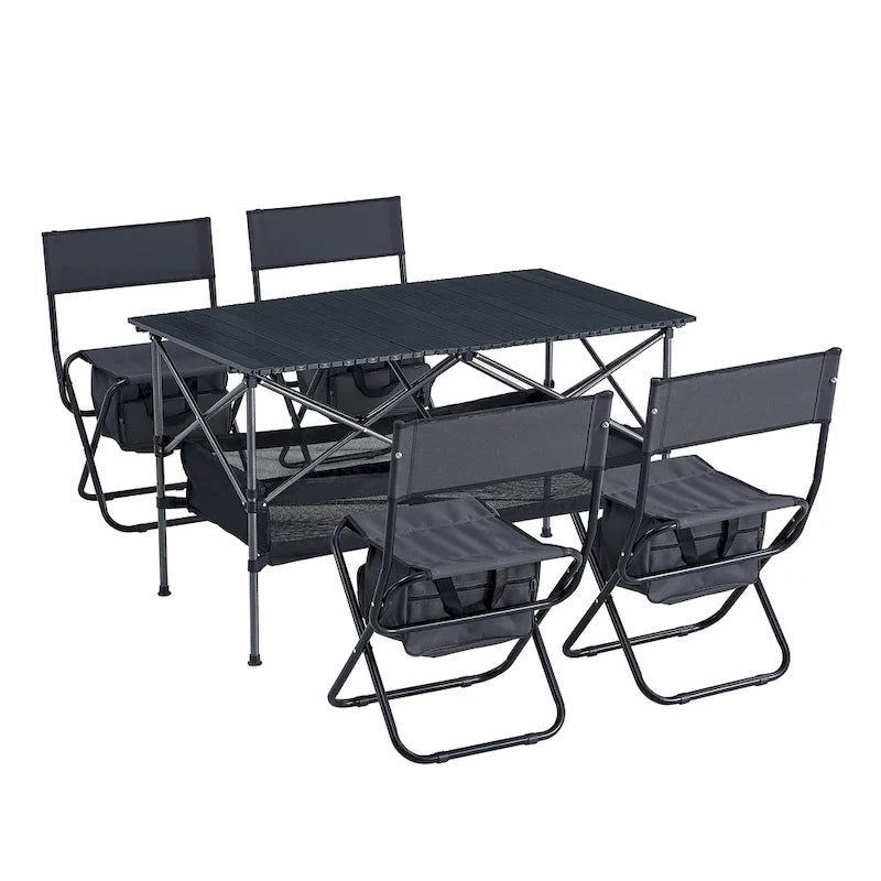 Ensemble de 5 pièces, Table et chaises pliantes d'extérieur
