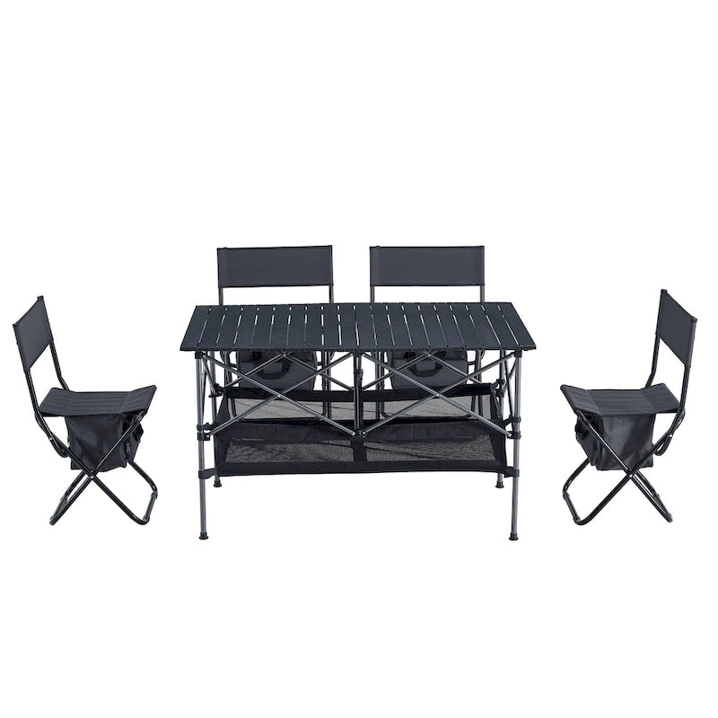 Ensemble de 5 pièces, Table et chaises pliantes d'extérieur
