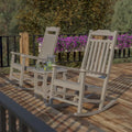 Ensemble de 2 chaises berçantes d'intérieur/extérieur en polyrésine avec table d'appoint - 25,625 L x 35 P x 42 H