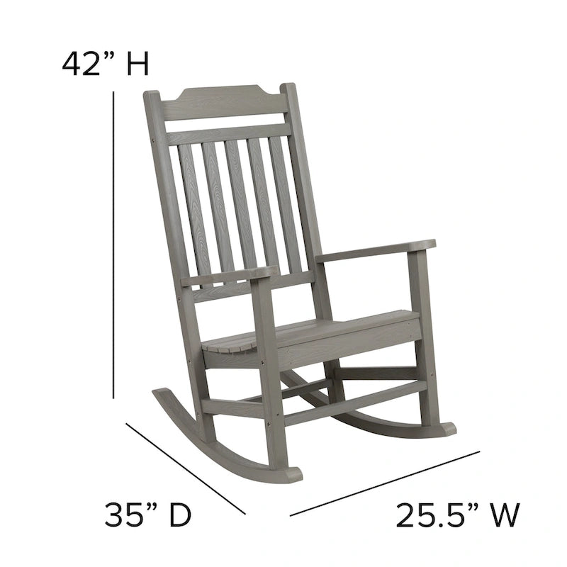 Ensemble de 2 chaises berçantes d'intérieur/extérieur en polyrésine avec table d'appoint - 25,625 L x 35 P x 42 H