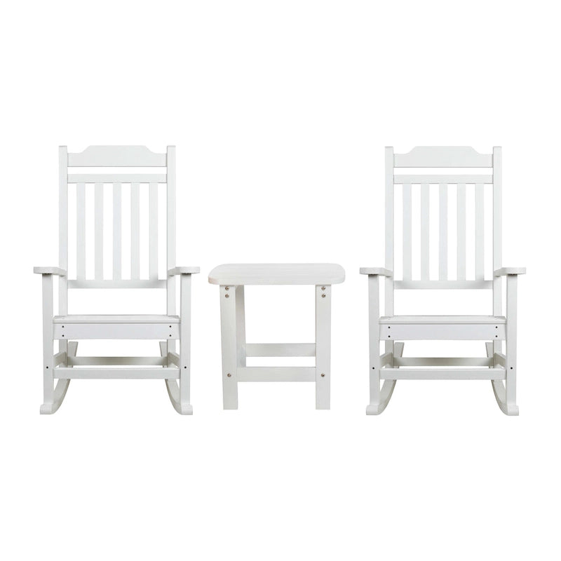 Ensemble de 2 chaises berçantes d'intérieur/extérieur en polyrésine avec table d'appoint - 25,625 L x 35 P x 42 H