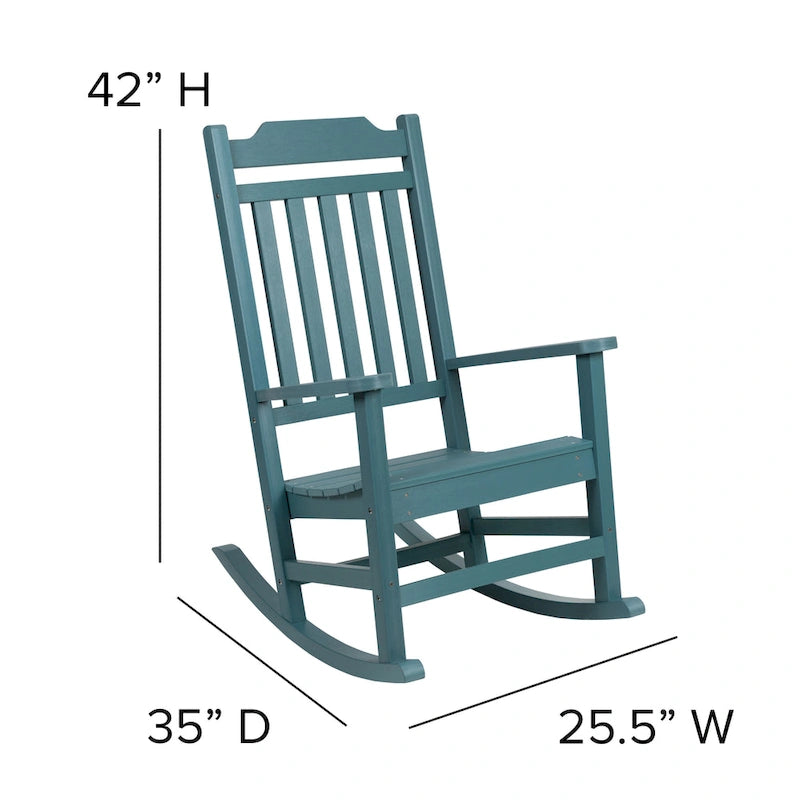 Ensemble de 2 chaises berçantes d'intérieur/extérieur en polyrésine avec table d'appoint - 25,625 L x 35 P x 42 H