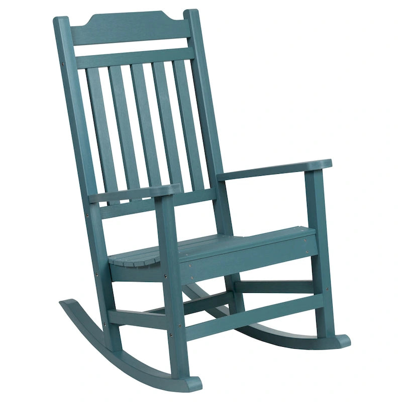 Ensemble de 2 chaises berçantes d'intérieur/extérieur en polyrésine avec table d'appoint - 25,625 L x 35 P x 42 H