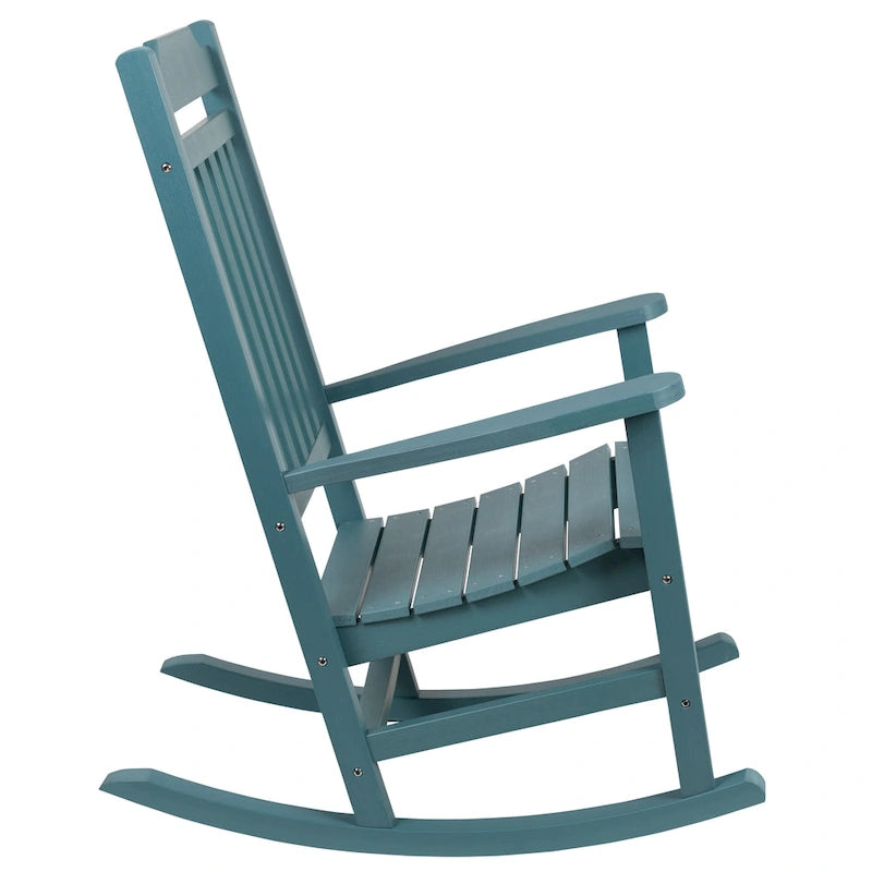 Ensemble de 2 chaises berçantes d'intérieur/extérieur en polyrésine avec table d'appoint - 25,625 L x 35 P x 42 H