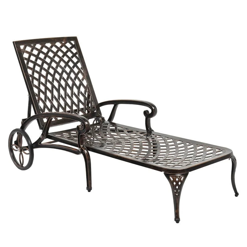Chaise longue réglable simple d'extérieur en aluminium moulé