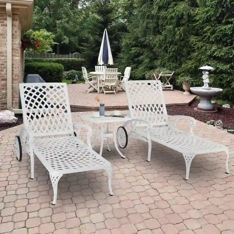 Outdoor Single Cast Aluminum Adjustable Chaise Lounge