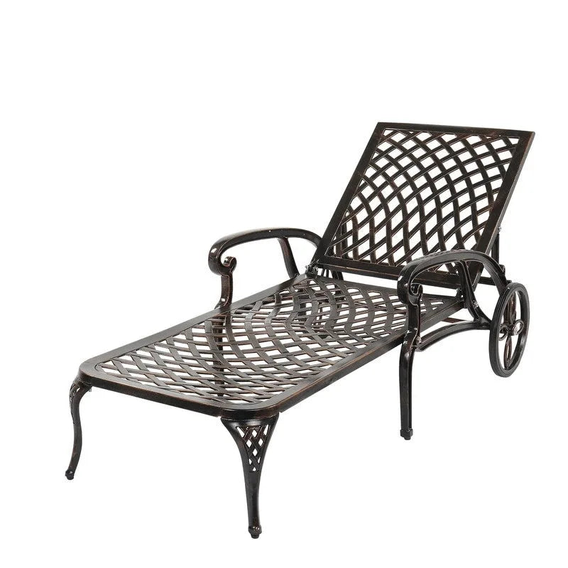 Chaise longue réglable simple d'extérieur en aluminium moulé