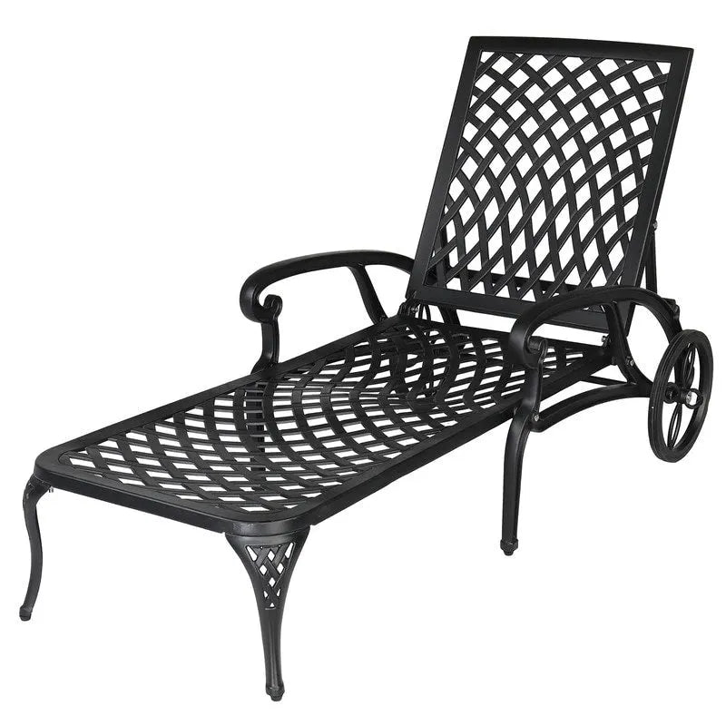 Chaise longue réglable simple d'extérieur en aluminium moulé