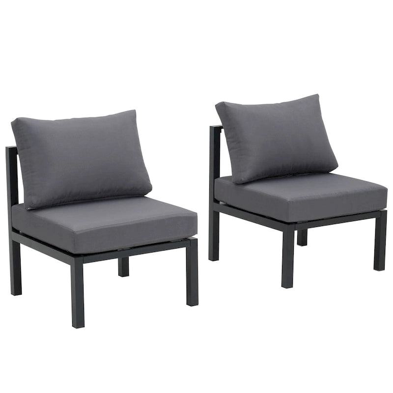 Ensemble de mobilier de jardin Zenova 2/3 pièces en aluminium, canapé d'angle extérieur