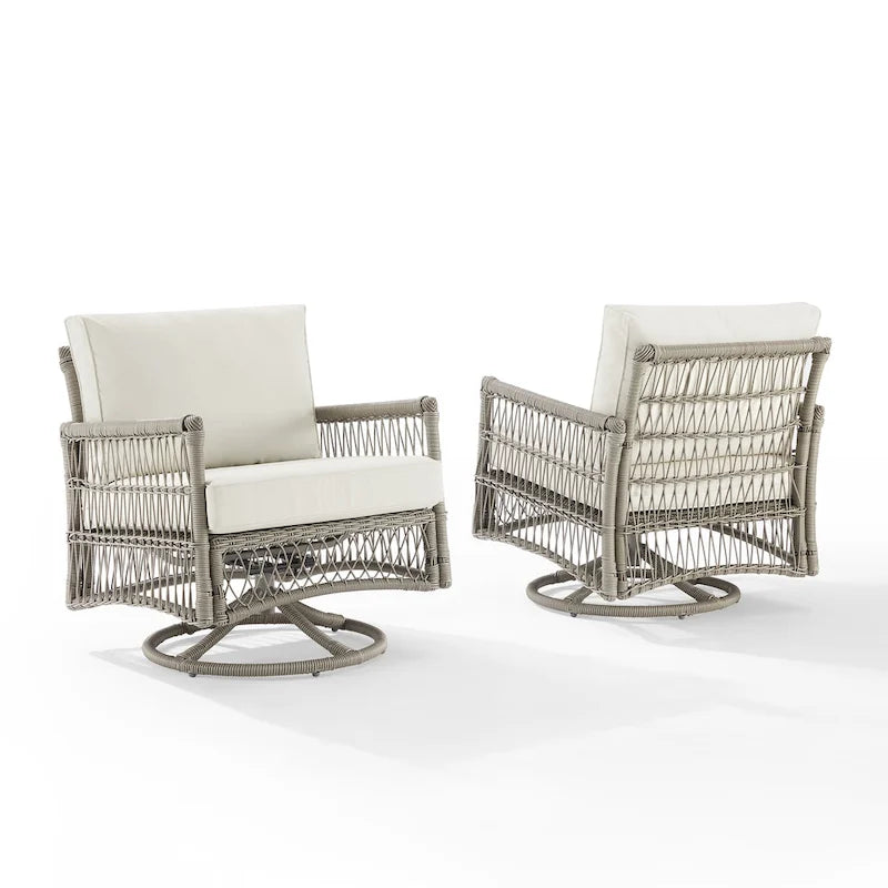 Lot de 2 fauteuils à bascule pivotants d'extérieur en osier Thatcher