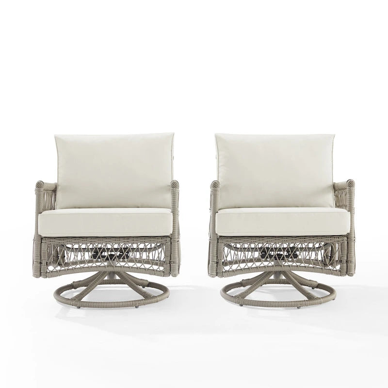 Lot de 2 fauteuils à bascule pivotants d'extérieur en osier Thatcher