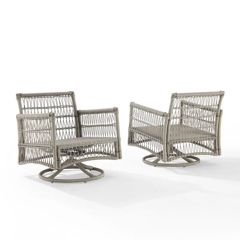 Lot de 2 fauteuils à bascule pivotants d'extérieur en osier Thatcher