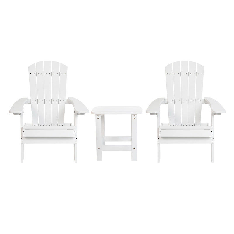 Ensemble de 2 chaises Adirondack pliantes intérieures/extérieures avec table d'appoint - 34P x 30,25L x 37H