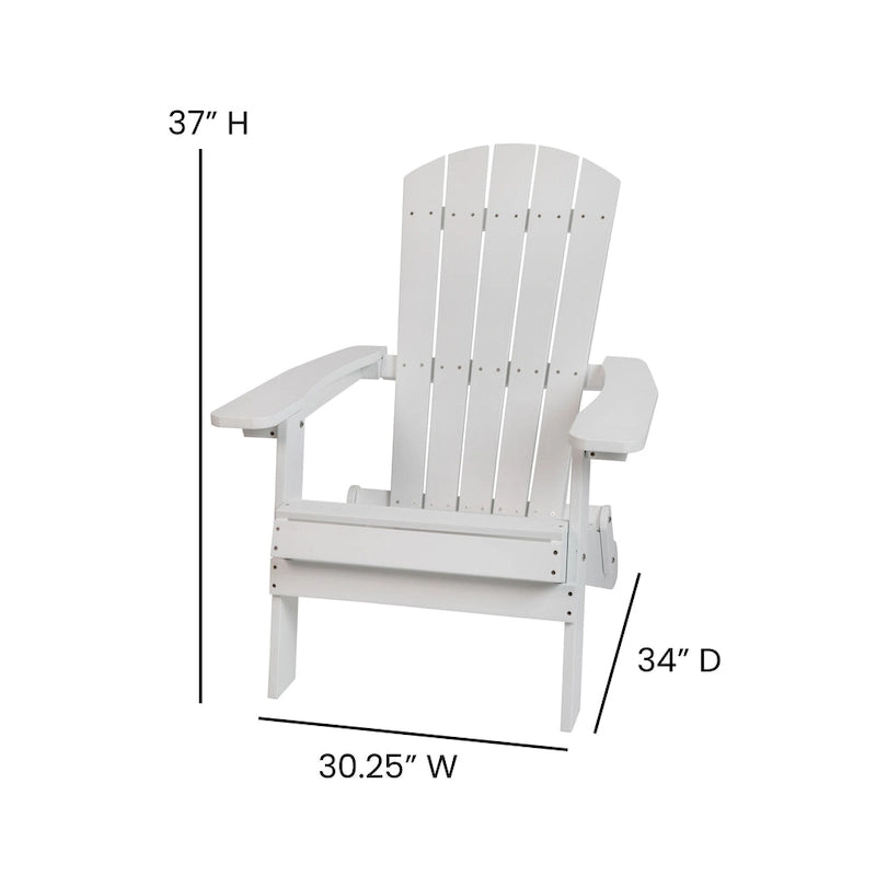 Ensemble de 2 chaises Adirondack pliantes intérieures/extérieures avec table d'appoint - 34P x 30,25L x 37H