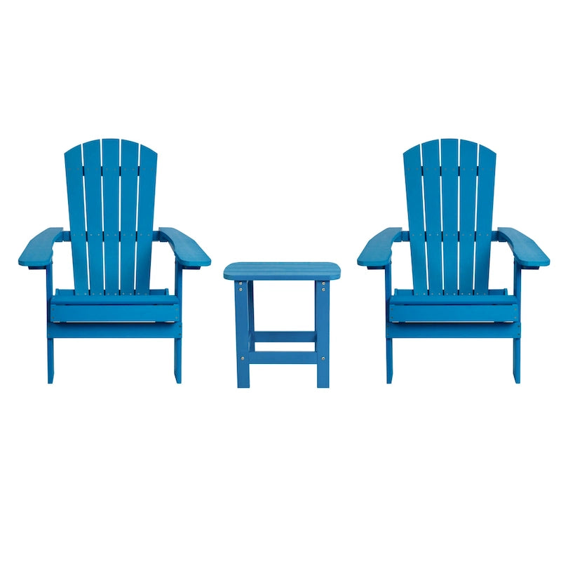 Ensemble de 2 chaises Adirondack pliantes intérieures/extérieures avec table d'appoint - 34P x 30,25L x 37H