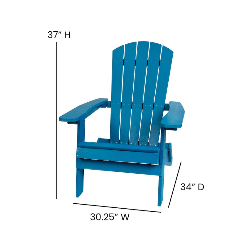 Ensemble de 2 chaises Adirondack pliantes intérieures/extérieures avec table d'appoint - 34P x 30,25L x 37H