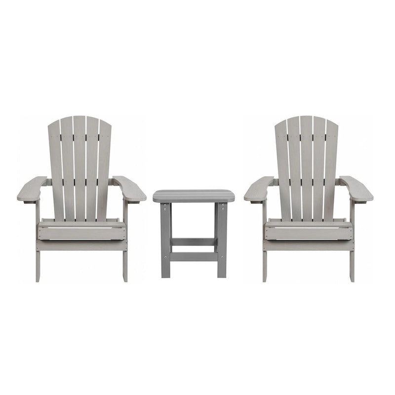Ensemble de 2 chaises Adirondack pliantes intérieures/extérieures avec table d'appoint - 34P x 30,25L x 37H