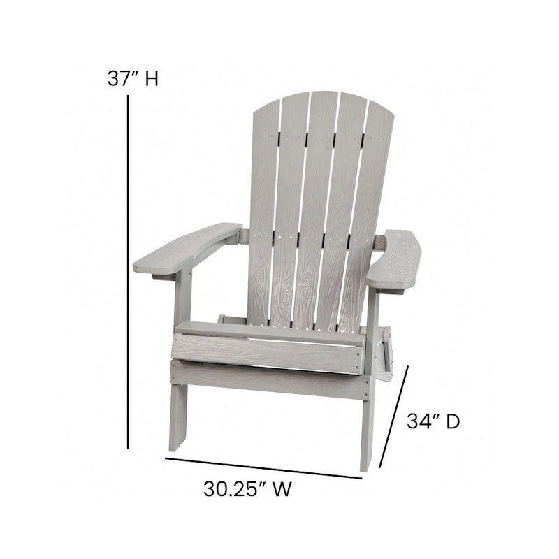 Ensemble de 2 chaises Adirondack pliantes intérieures/extérieures avec table d'appoint - 34P x 30,25L x 37H