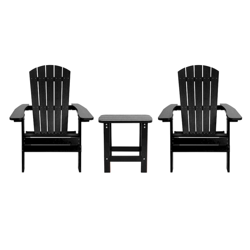 Ensemble de 2 chaises Adirondack pliantes intérieures/extérieures avec table d'appoint - 34P x 30,25L x 37H