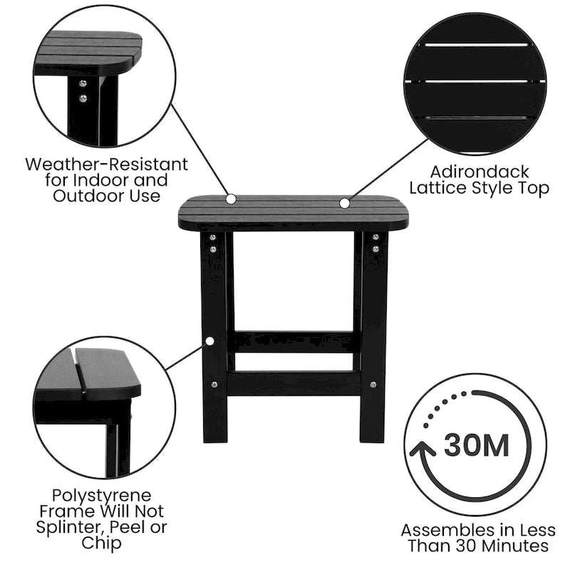 Ensemble de 2 chaises Adirondack pliantes intérieures/extérieures avec table d'appoint - 34P x 30,25L x 37H