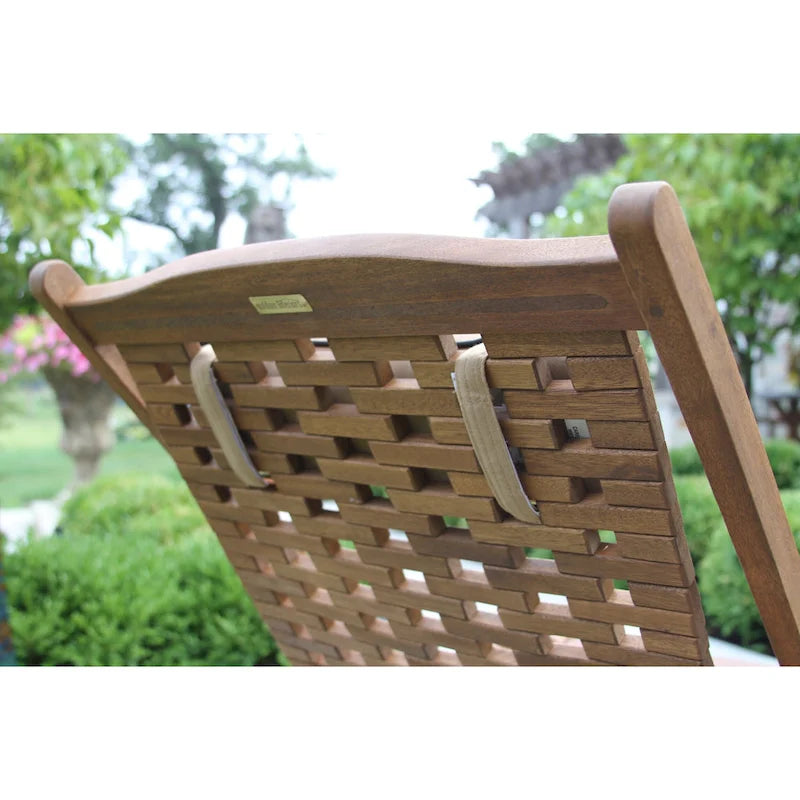 Ensemble de 3 chaises longues balançoires pliantes Eilaf Eucalyptus avec table d'appoint