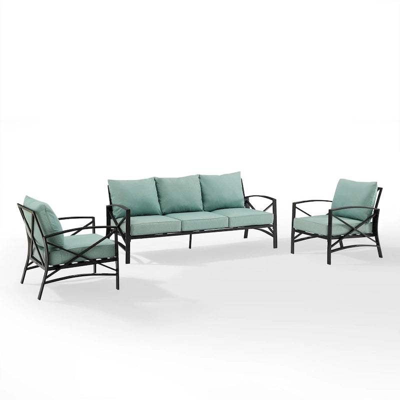 Ensemble de canapé d'extérieur 3 pièces Crosley Kaplan – 147 L x 68,5 P x 32 H