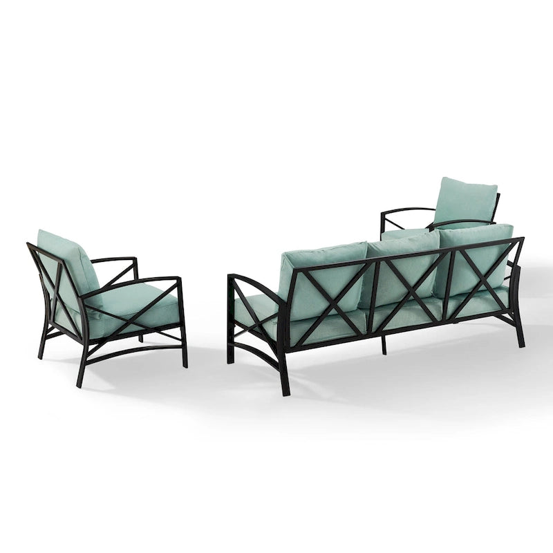 Ensemble de canapé d'extérieur 3 pièces Crosley Kaplan – 147 L x 68,5 P x 32 H