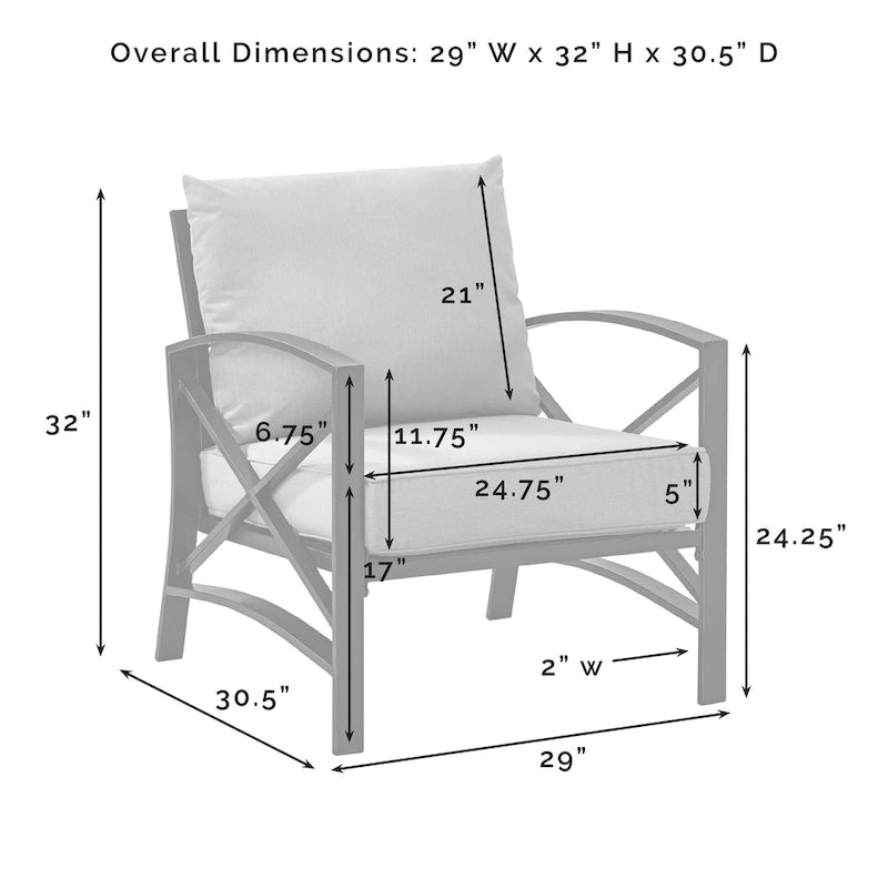 Ensemble de canapé d'extérieur 3 pièces Crosley Kaplan – 147 L x 68,5 P x 32 H
