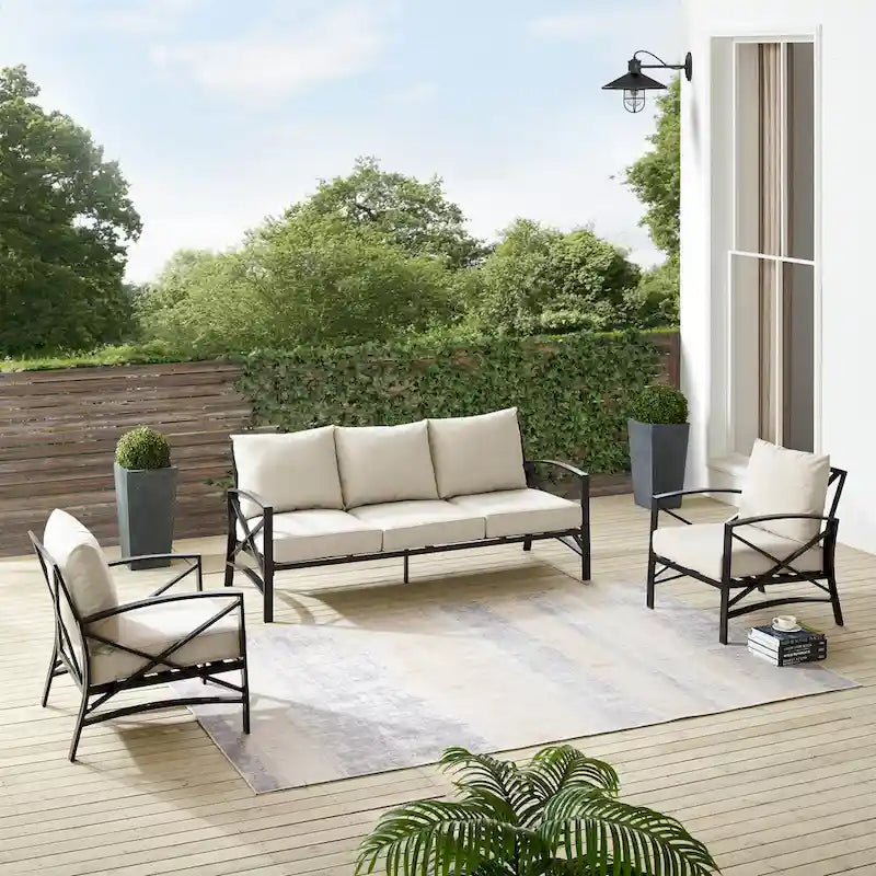 Ensemble de canapé d'extérieur 3 pièces Crosley Kaplan – 147 L x 68,5 P x 32 H