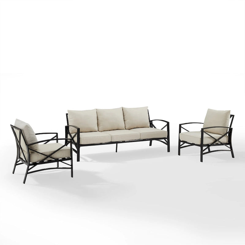 Ensemble de canapé d'extérieur 3 pièces Crosley Kaplan – 147 L x 68,5 P x 32 H
