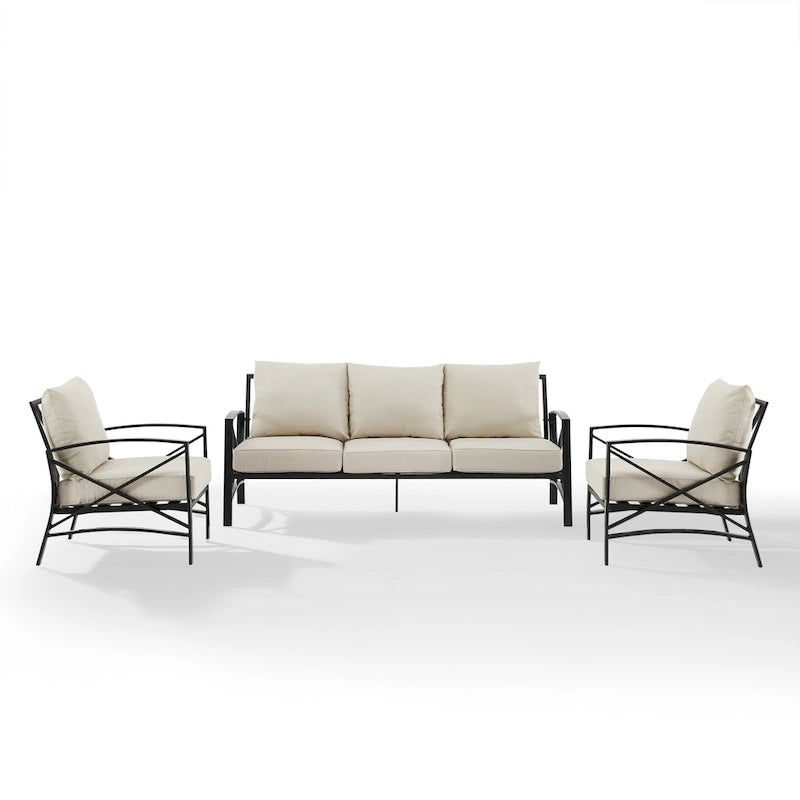 Ensemble de canapé d'extérieur 3 pièces Crosley Kaplan – 147 L x 68,5 P x 32 H