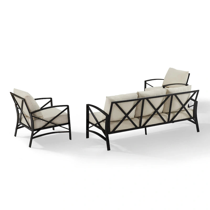 Ensemble de canapé d'extérieur 3 pièces Crosley Kaplan – 147 L x 68,5 P x 32 H