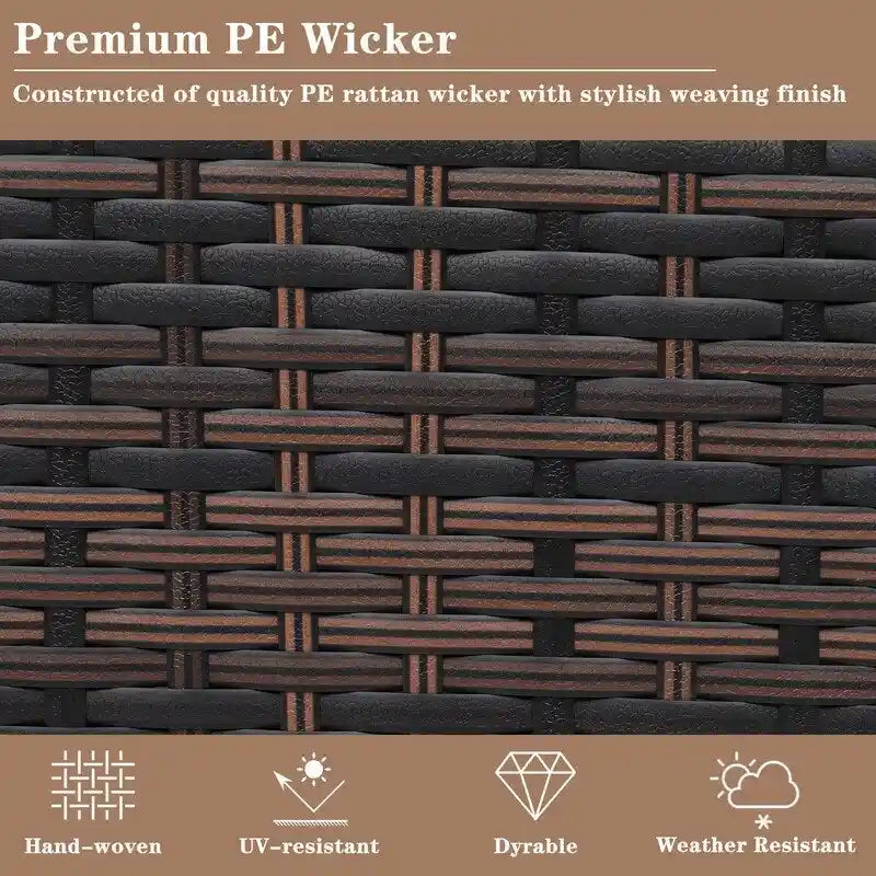 Banc de rangement en osier PE de 33 gallons pour patio avec coussin
