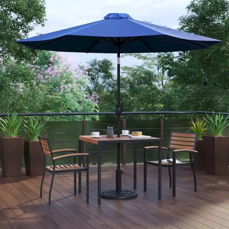 Patio Set wirh 35 Table, 2 Chairs, and Umbrella with Base - 35.25W x 35.25D x 29.5H