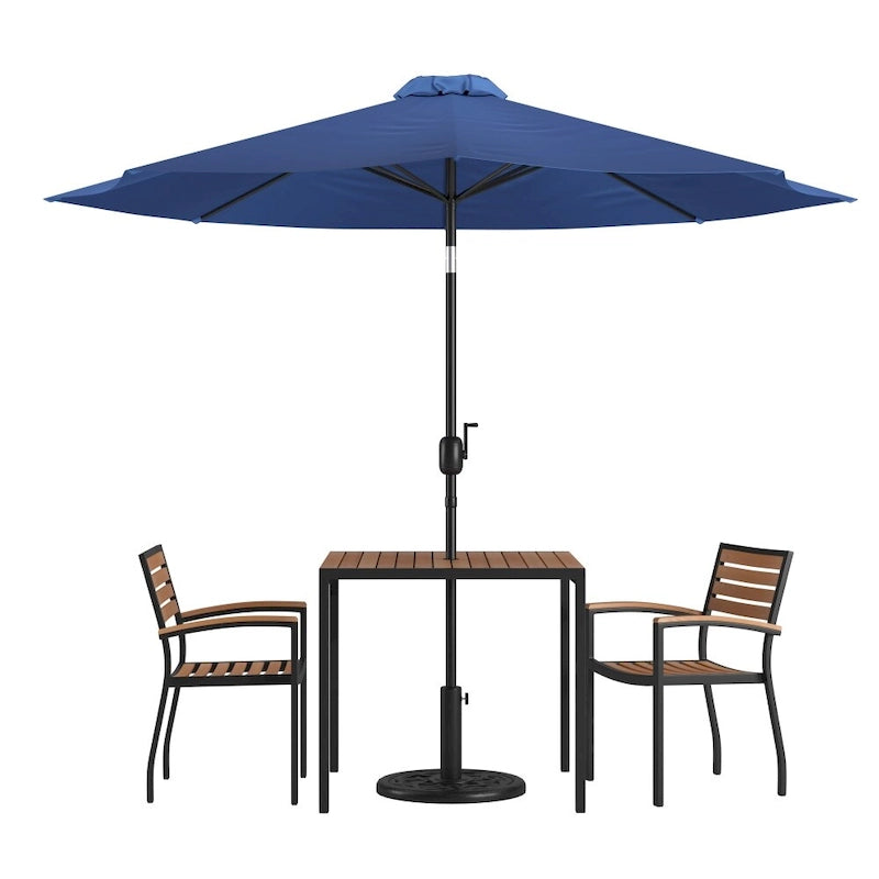 Ensemble de patio avec table de 35, 2 chaises et parasol avec base - 35.25L x 35.25P x 29.5H
