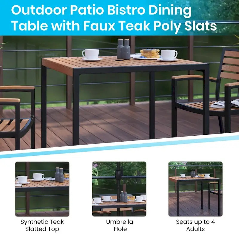Ensemble de patio avec table de 35, 2 chaises et parasol avec base - 35.25L x 35.25P x 29.5H