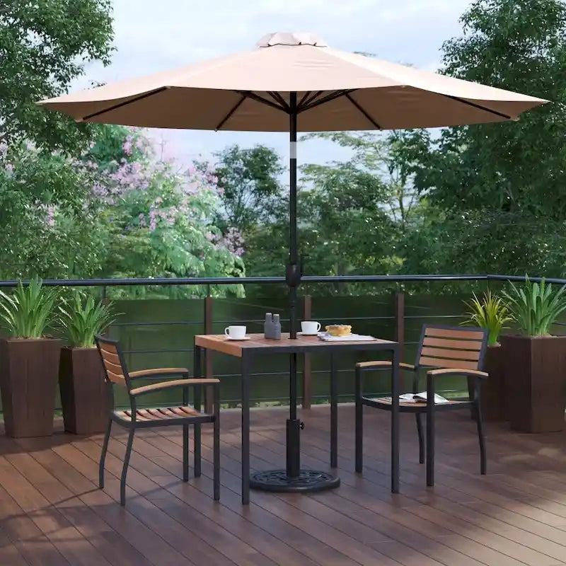 Ensemble de patio avec table de 35, 2 chaises et parasol avec base - 35.25L x 35.25P x 29.5H